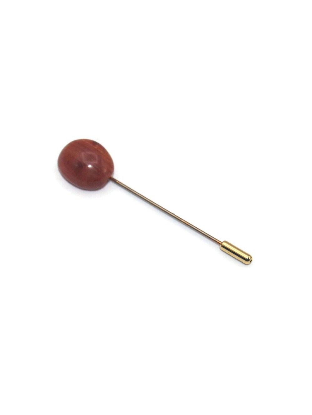 Vintage Gold Tone and Orange Carnelian Stick Pin, Hat Pin.